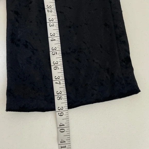 Rave City Vintage Pants Womens M Black Crushed Velvet Flare Leg 90s Y2K Goth - Picture 8 of 9